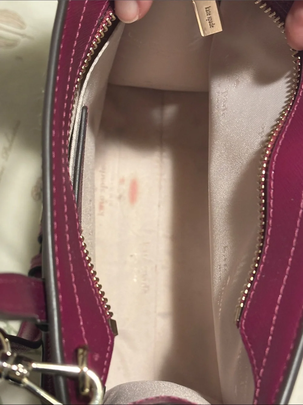 Kate Spade Kenzie Small Crossbody Tote Bag in Patent Dark Raspberry Purple